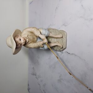 Charming Boy Fishing Figurine